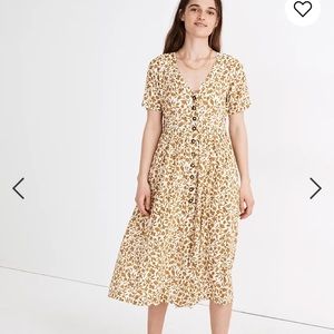 MADEWELL BUTTON FRONT MIDI DRESS IN BATIK VINE, L, NWT! Sold out!